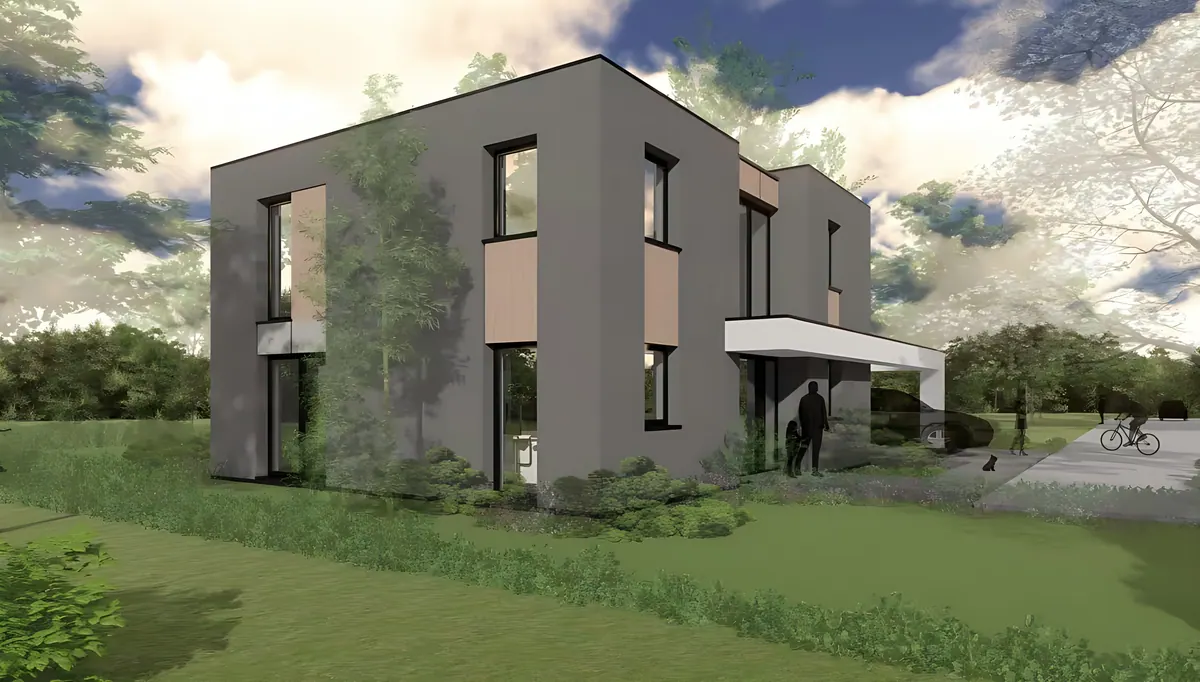 Visualisation of the side view with a covered entrance