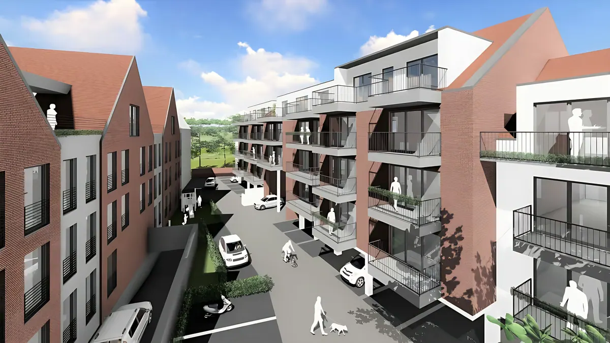 Visualisation of Kapuzinerstraße with balconies and set-back parts of the building
